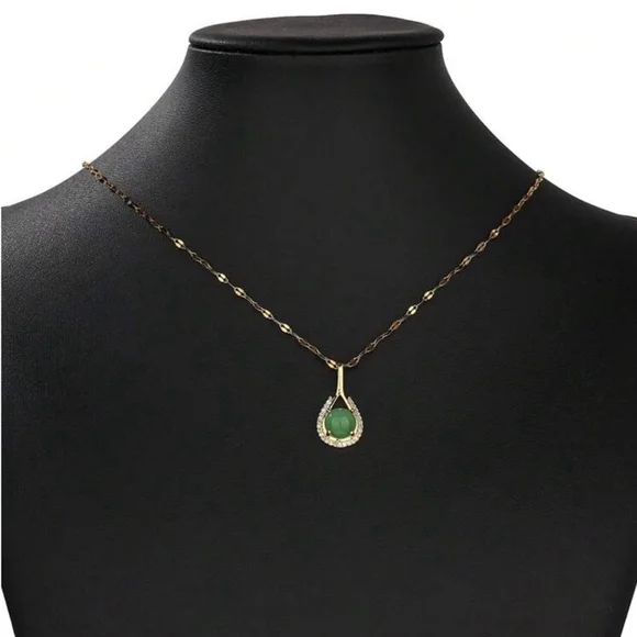 ⚠️Clearance Water Drop Shaped Jade Pendant Necklace SS - Picture 4 of 4